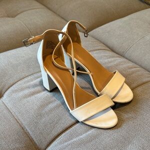 Elegant White Block Heel Sandals